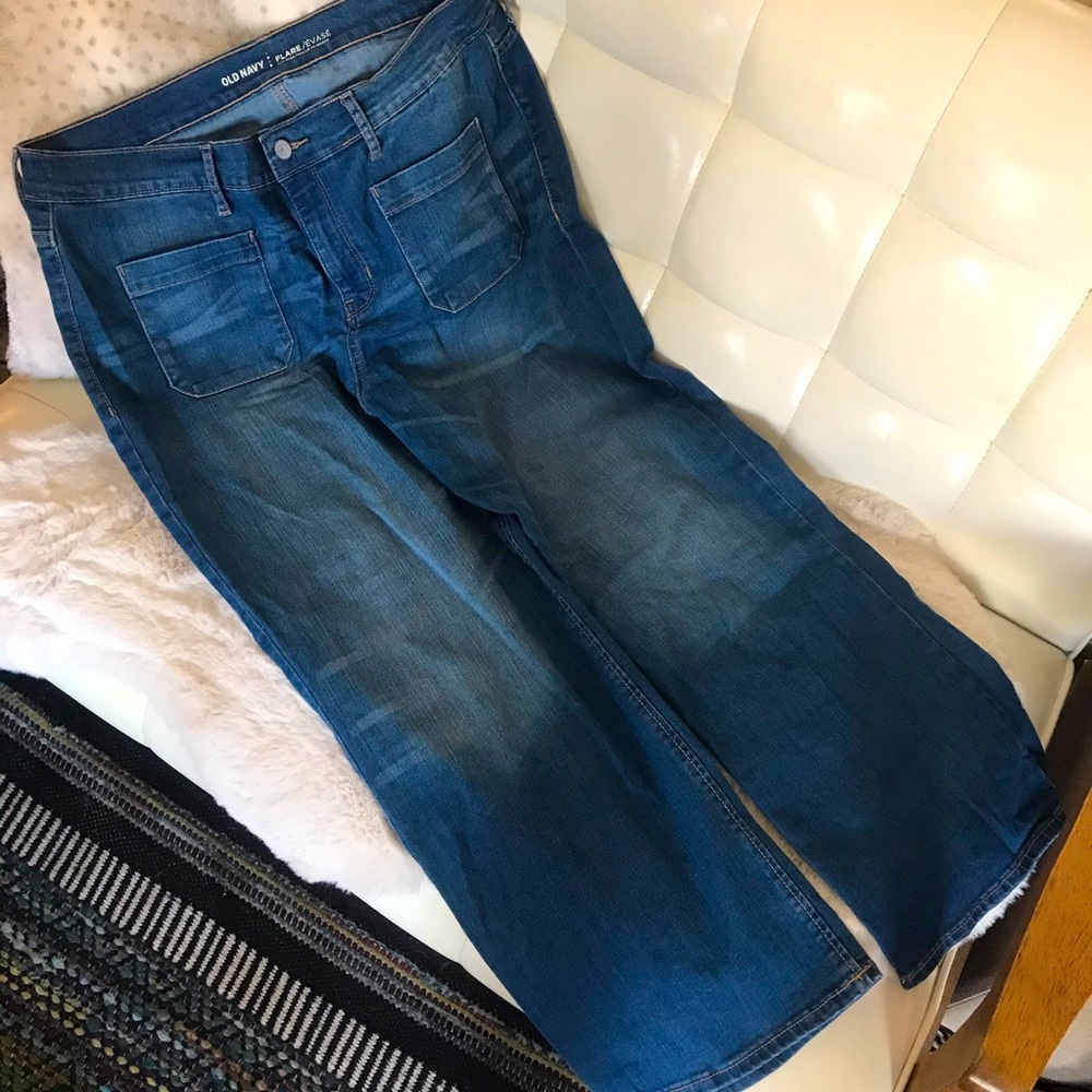 Cropped high waisted flare jeans